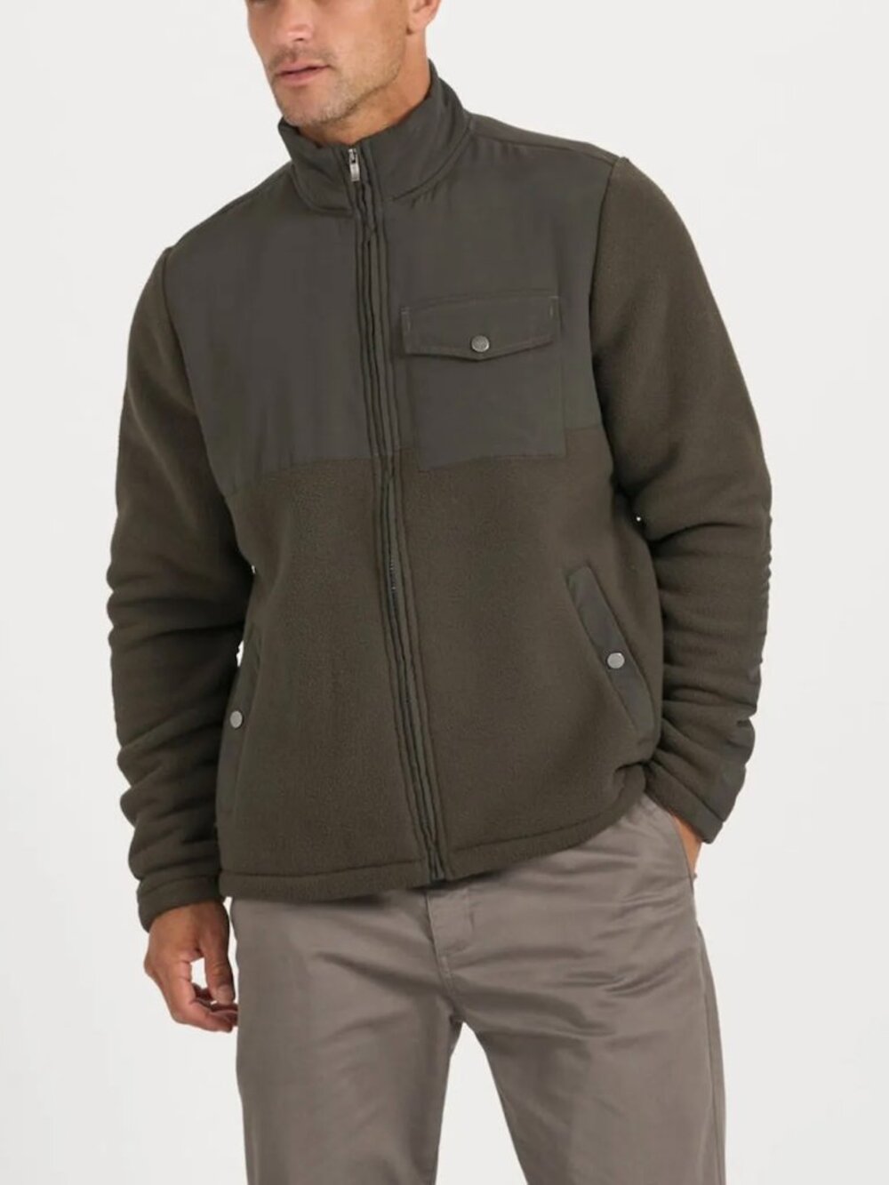 Vuori Morrow Full Zip Fleece Jacket In Dark Oregano Olive Green XL